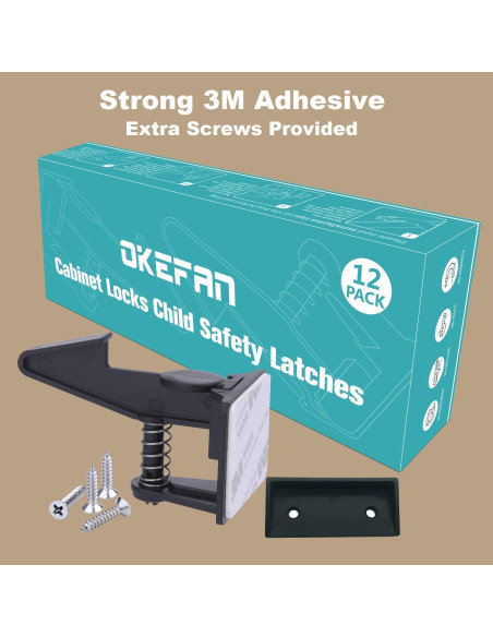Cerraduras de Gabinete OKEFAN para Seguridad Infantil - 12 Piezas