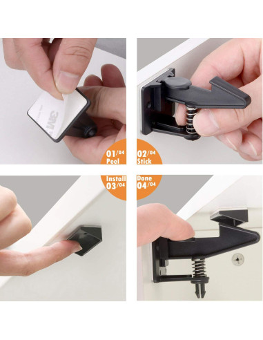 Cerraduras de Gabinete OKEFAN para Seguridad Infantil - 12 Piezas