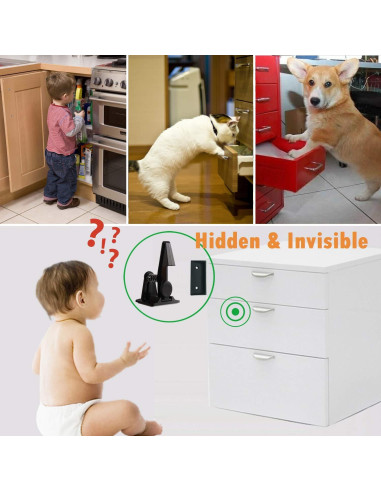 Cerraduras de Gabinete OKEFAN para Seguridad Infantil - 12 Piezas