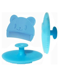 Cepillo de Baño para Bebé Azul - Masajeador de Silicona 3 Piezas
