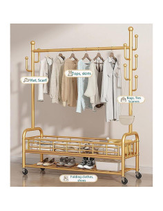 Perchero Movible Doble Nivel MAIKUNI Oro Metal 175.8 cm 2