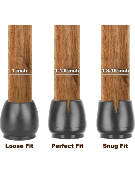 Protectores de Suelo Anwenk para Patas de Silla 25-29 mm Negro 16 Pzas