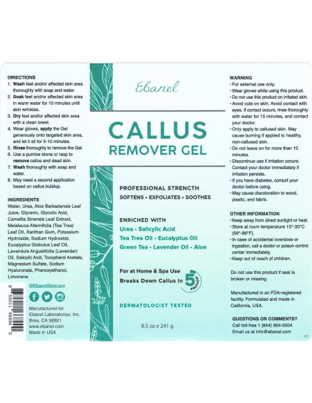 Conjunto Removedor de Callos Ebanel + Crema Urea 40% 100g