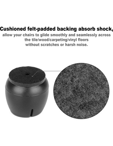 Protectores de Suelo Anwenk para Patas de Silla 25-29 mm Negro 16 Pzas
