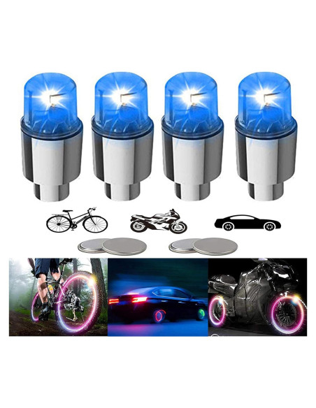 4 Luces LED para Válvulas de Neumático YUERWOVER Azul