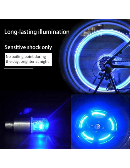 4 Luces LED para Válvulas de Neumático YUERWOVER Azul