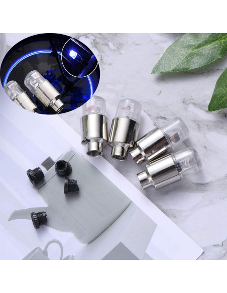 4 Luces LED para Válvulas de Neumático YUERWOVER Azul