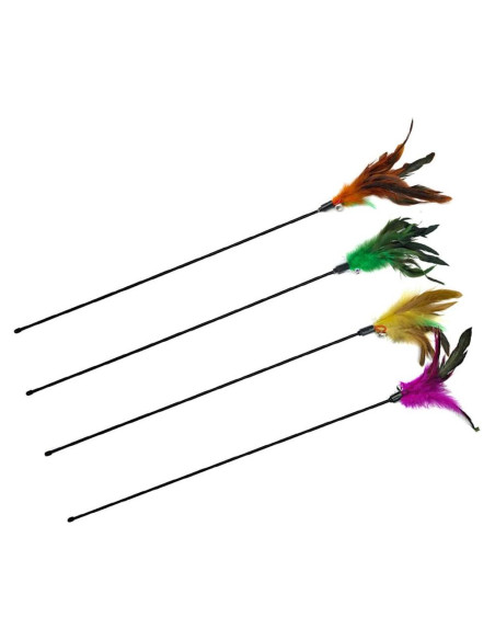 4 Varitas Interactivas para Gatos IUHKBH con Plumas y Campana