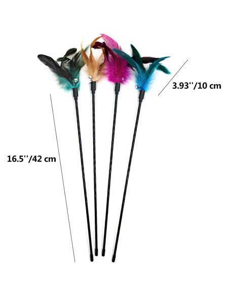 4 Varitas Interactivas para Gatos IUHKBH con Plumas y Campana