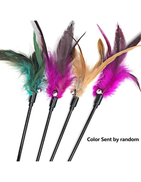 4 Varitas Interactivas para Gatos IUHKBH con Plumas y Campana