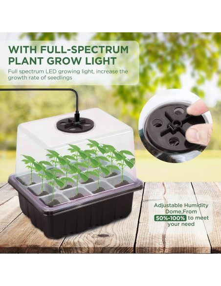 Bandeja de Inicio de Semillas Seedfactor con Luz y Domos 6PCS