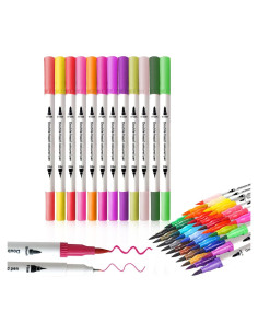 Marcadores de Pincel ArtBeek 12 Colores Doble Punta para Dibujo