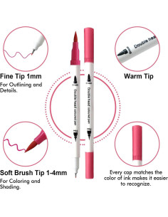 Marcadores de Pincel ArtBeek 12 Colores Doble Punta para Dibujo 2
