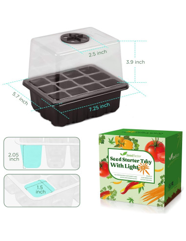 Bandeja de Inicio de Semillas Seedfactor con Luz y Domos 6PCS
