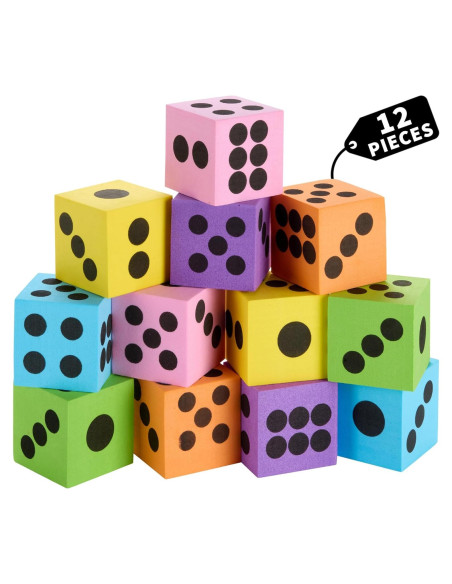 Juego de Dados de Espuma Neón Jumbo - Paquete de 12 para Niños