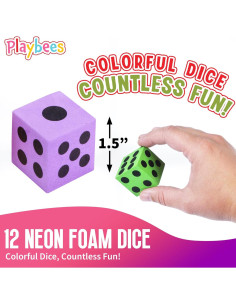 Juego de Dados de Espuma Neón Jumbo - Paquete de 12 para Niños 2
