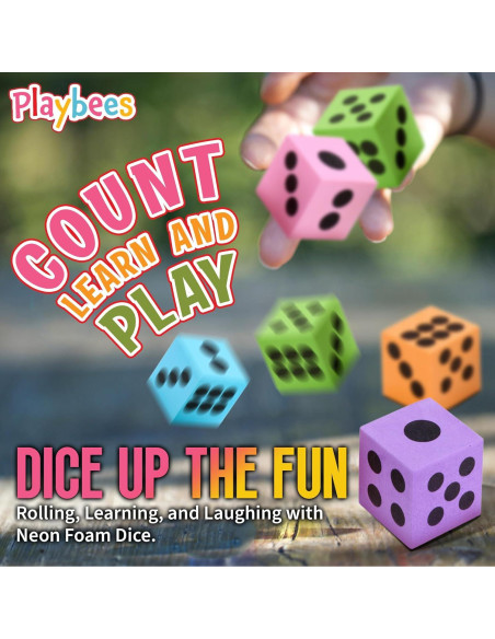 Juego de Dados de Espuma Neón Jumbo - Paquete de 12 para Niños