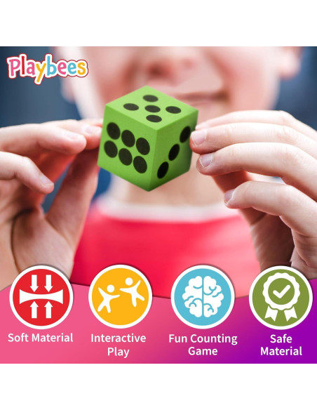 Juego de Dados de Espuma Neón Jumbo - Paquete de 12 para Niños