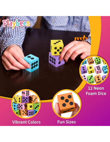 Juego de Dados de Espuma Neón Jumbo - Paquete de 12 para Niños