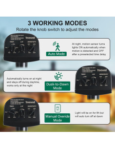 Sensor de Movimiento Treewell 2 Piezas 240 Ajustable 18.3m 2