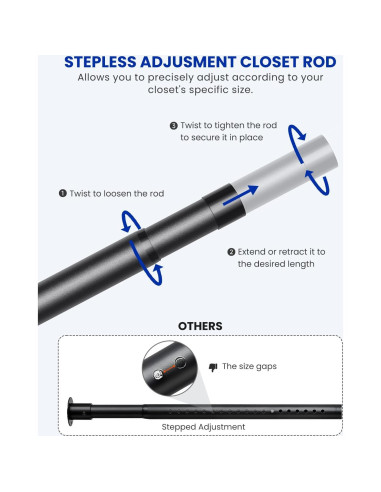 Barra de Closet Ajustable Supforce 43.2-71.1 cm Metal Negro