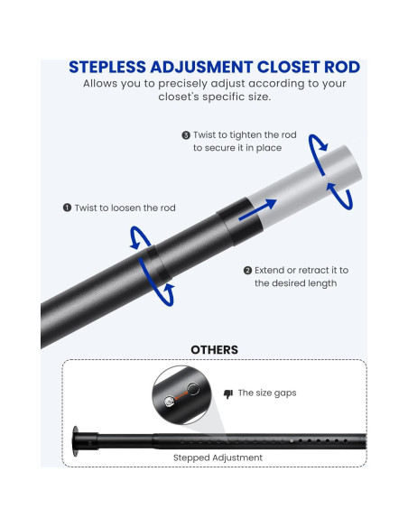 Barra de Closet Ajustable Supforce 43.2-71.1 cm Metal Negro