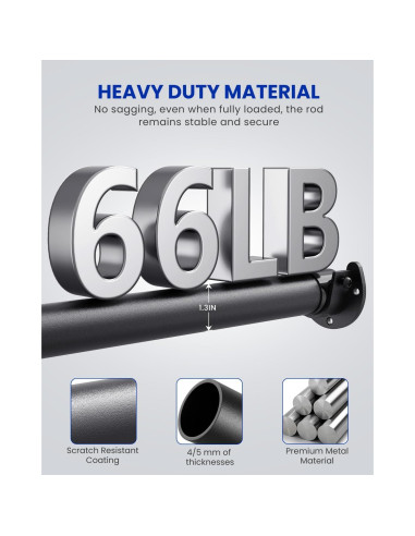 Barra de Closet Ajustable Supforce 43.2-71.1 cm Metal Negro