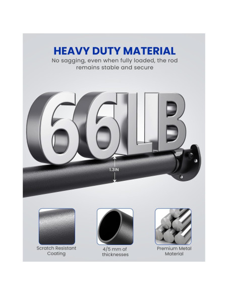 Barra de Closet Ajustable Supforce 43.2-71.1 cm Metal Negro