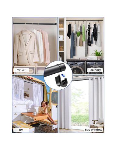 Barra de Closet Ajustable Supforce 43.2-71.1 cm Metal Negro