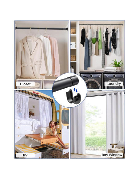 Barra de Closet Ajustable Supforce 43.2-71.1 cm Metal Negro