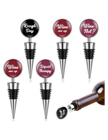 Conjunto de 5 Tapones de Vino Divertidos Therwen - Color Clásico