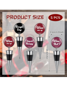 Conjunto de 5 Tapones de Vino Divertidos Therwen - Color Clásico 2
