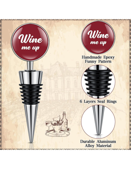Conjunto de 5 Tapones de Vino Divertidos Therwen - Color Clásico