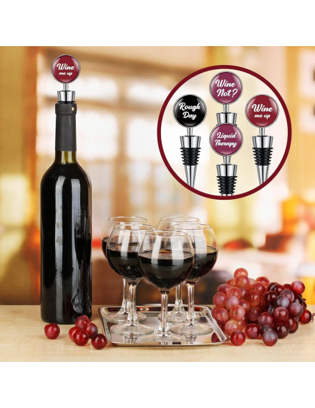 Conjunto de 5 Tapones de Vino Divertidos Therwen - Color Clásico