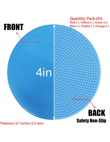Marcadores de Puntos Antideslizantes Emhumn 4" 6 Piezas TPE
