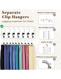 Organizador de Leggings HOUSE DAY - 10 Perchas de Metal con Clips 2