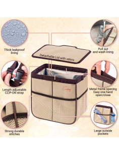 Bote de Basura para Automóvil Creathing 2 Galones Beige 2