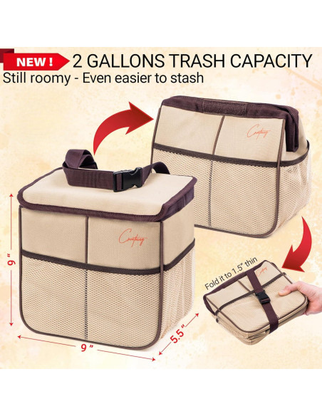 Bote de Basura para Automóvil Creathing 2 Galones Beige