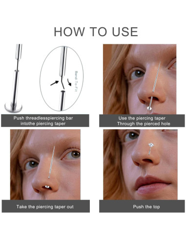 Kit de Herramientas para Piercing VOJO 16G 18G Acero Inoxidable