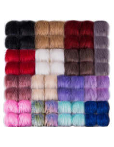 60 Piezas Pom Pom de Piel Sintética SIQUK 10 cm 15 Colores