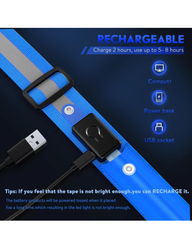 Banda Reflectante LED Simket Ajustable para Seguridad Nocturna