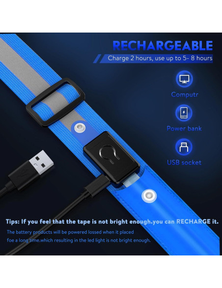 Banda Reflectante LED Simket Ajustable para Seguridad Nocturna