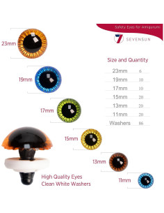 Set de Ojos de Seguridad SEVENSUN 172 Piezas 11mm-23mm 2