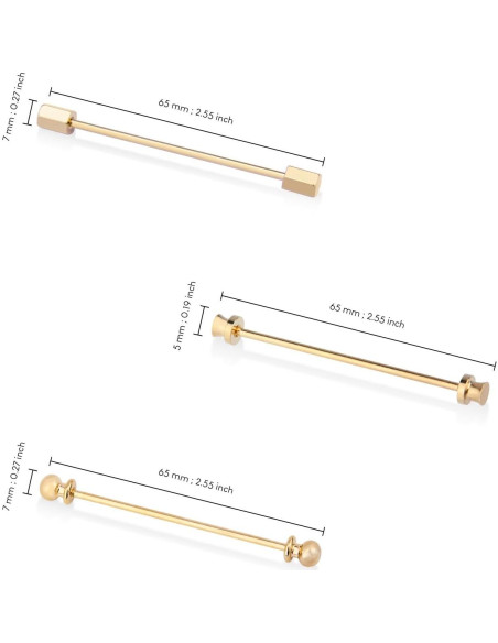 Clip de Corbata wynameleri Set 3 Piezas Dorado 60mm