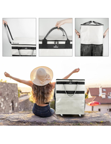 Bolsa de Compras Reutilizable con Ruedas Mrinca Grande Beige