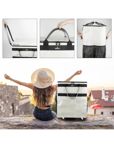 Bolsa de Compras Reutilizable con Ruedas Mrinca Grande Beige