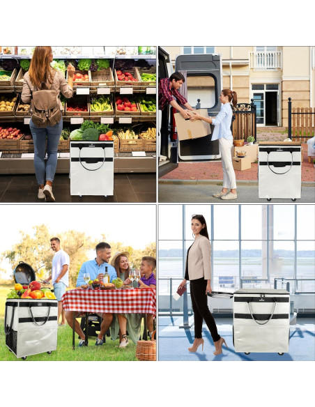 Bolsa de Compras Reutilizable con Ruedas Mrinca Grande Beige