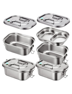 Caja Bento de Metal Romooa 2 Piezas Acero Inoxidable Hermética