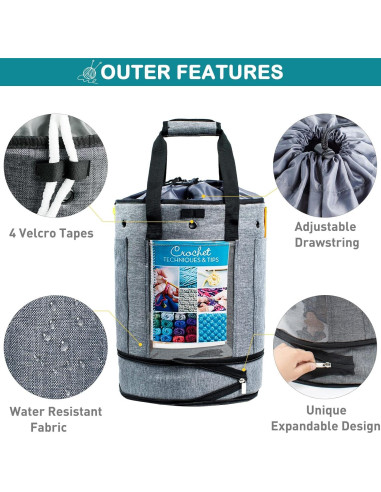 Organizador de Bolsa de Croché Expandible MYBAGZING - Gris