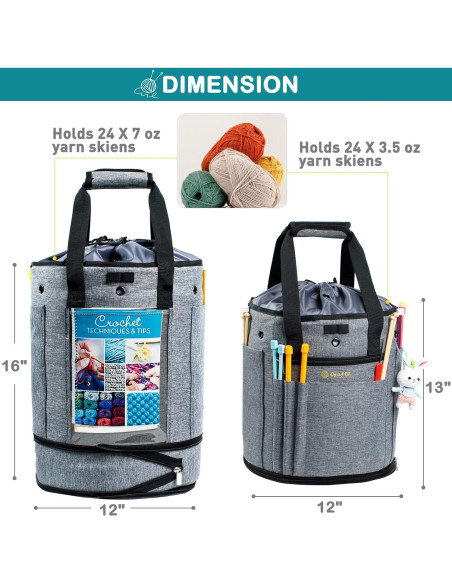 Organizador de Bolsa de Croché Expandible MYBAGZING - Gris